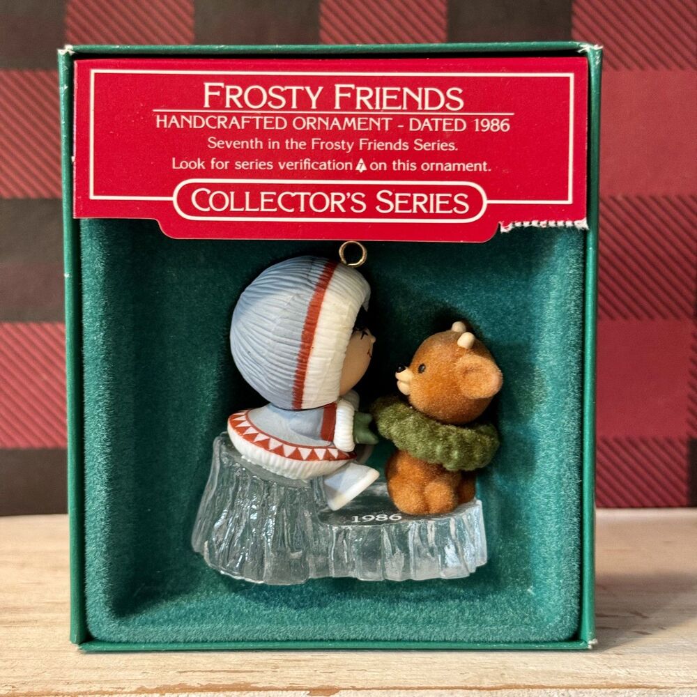 1986 Hallmark Frosty Friends #7 Vintage Christmas Keepsake Ornament Eskimo Deer